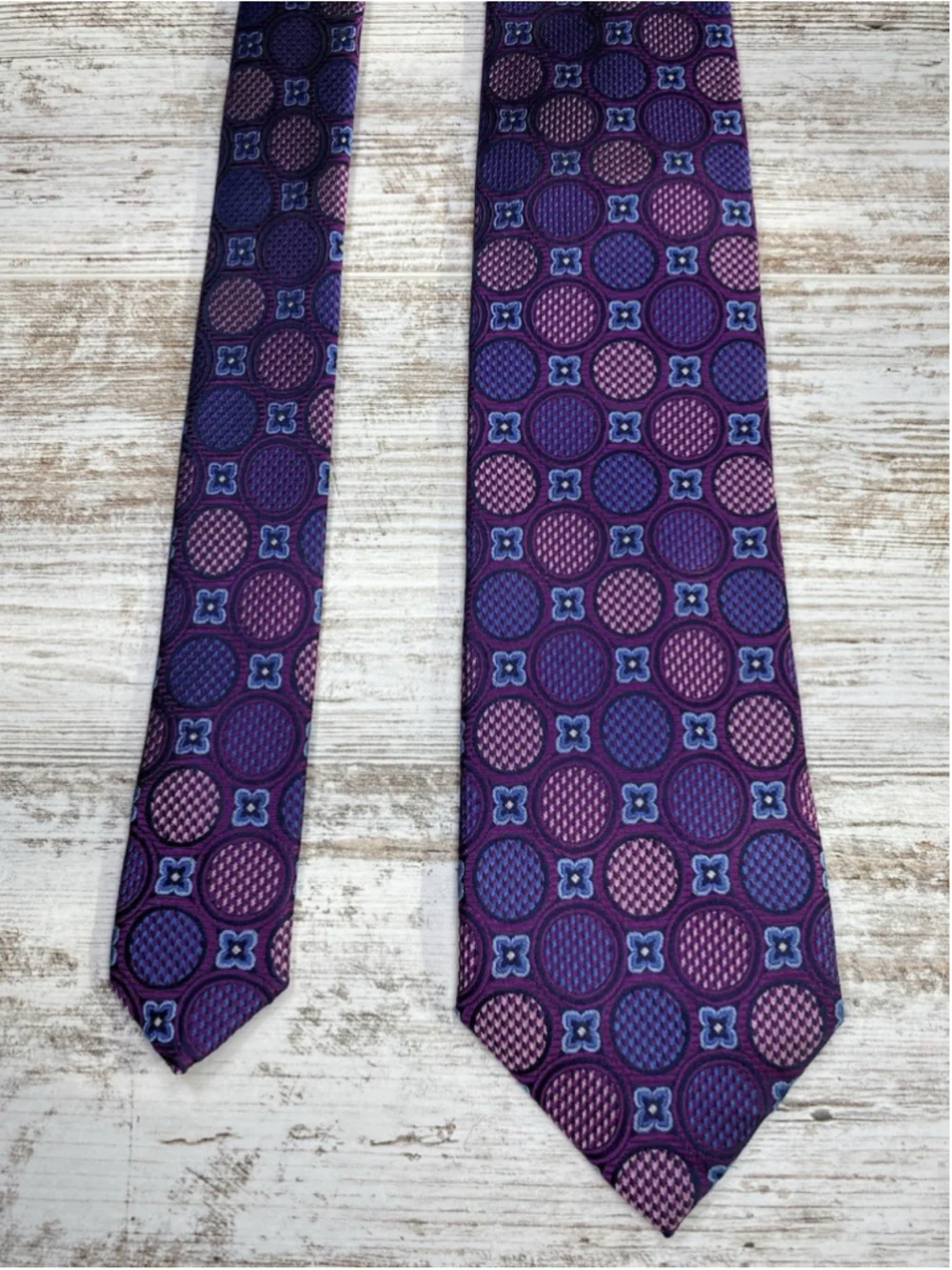 Bruno Piatelli Silk Tie Purple Blue Pink Geometric 100% Silk 59” x 3.5”